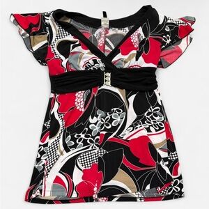 Heart Soul Kids Dress - Red, Black, White Floral